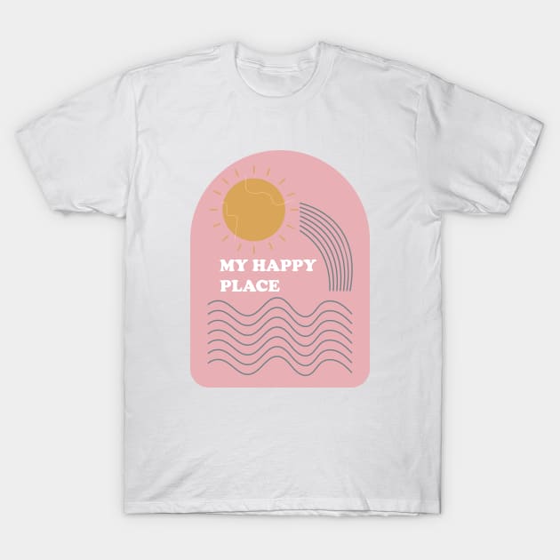 My happy place - retro summer beach vacation vibe T-Shirt by ArtistryWhims